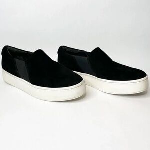 VINCE 'Warren' Black Platform Suede Slip-On Sneakers SIZE 7